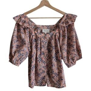 Cleobella Floral Blouse in Pink and Blue